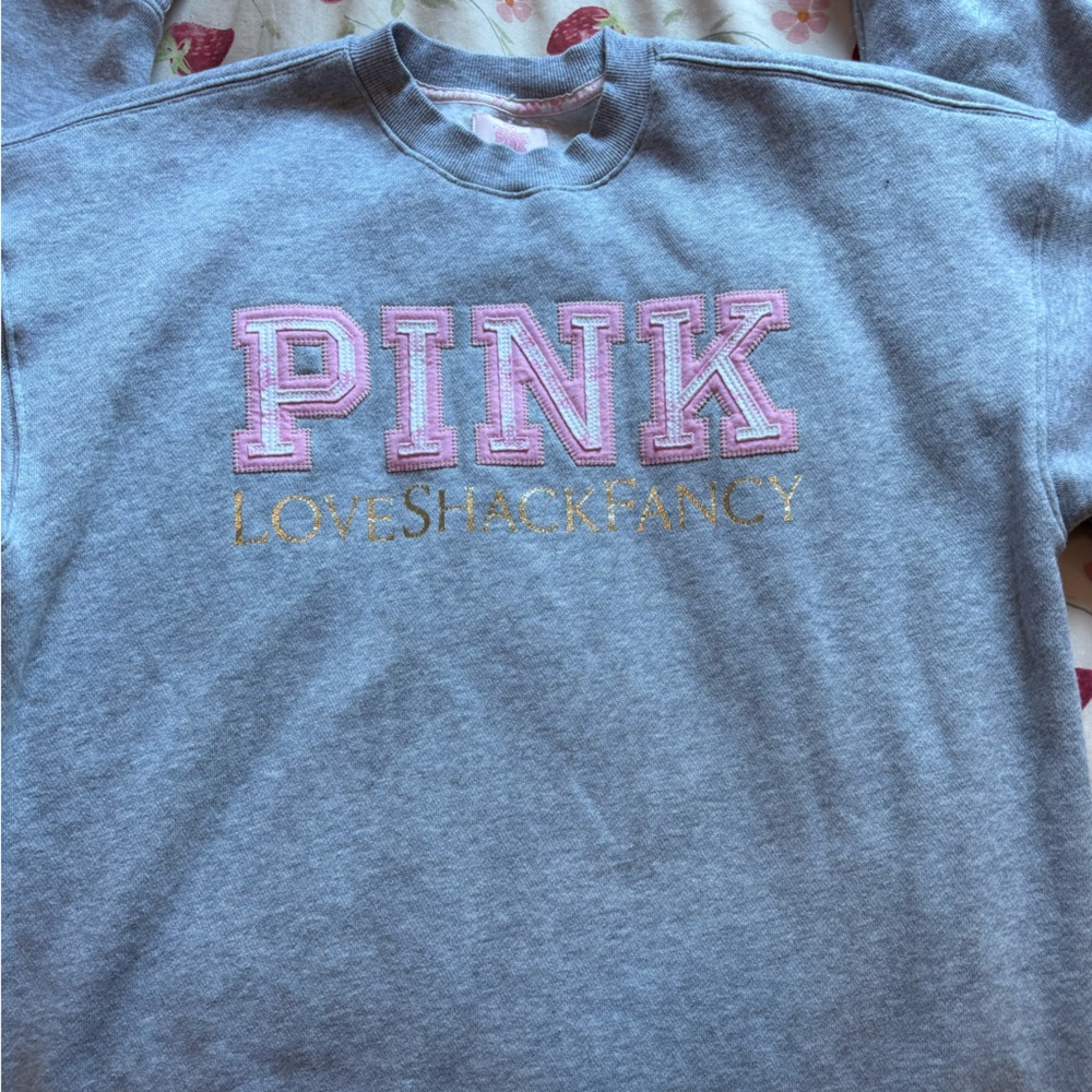 LoveShackFancy x PINK gray crewneck